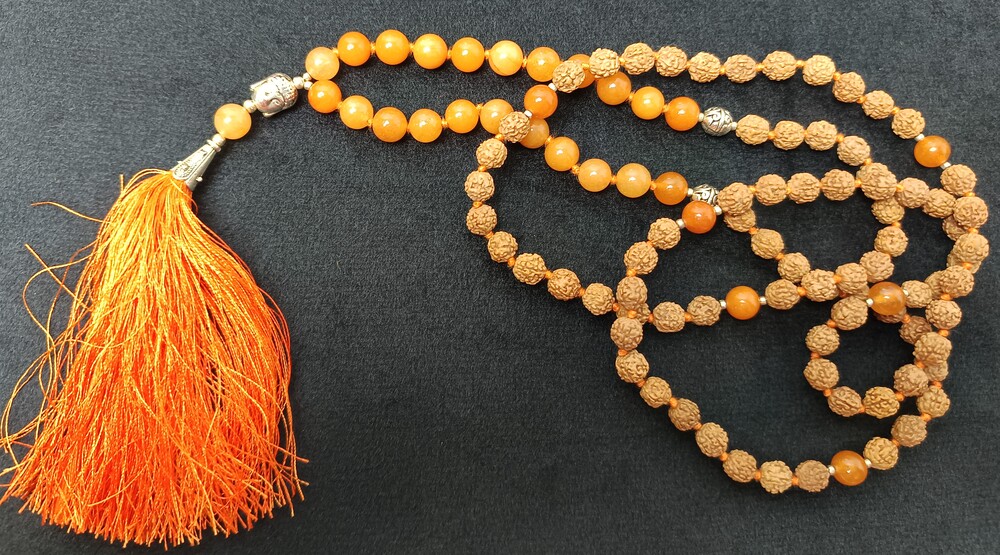 Carnelian And Rudraksha Mala