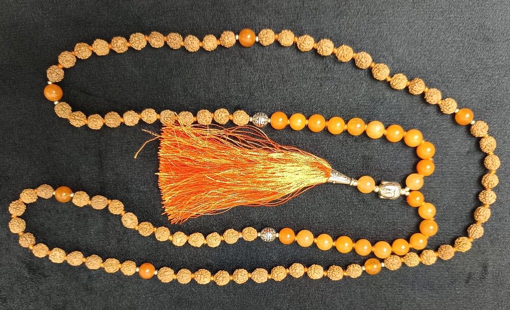 Carnelian And Rudraksha Mala