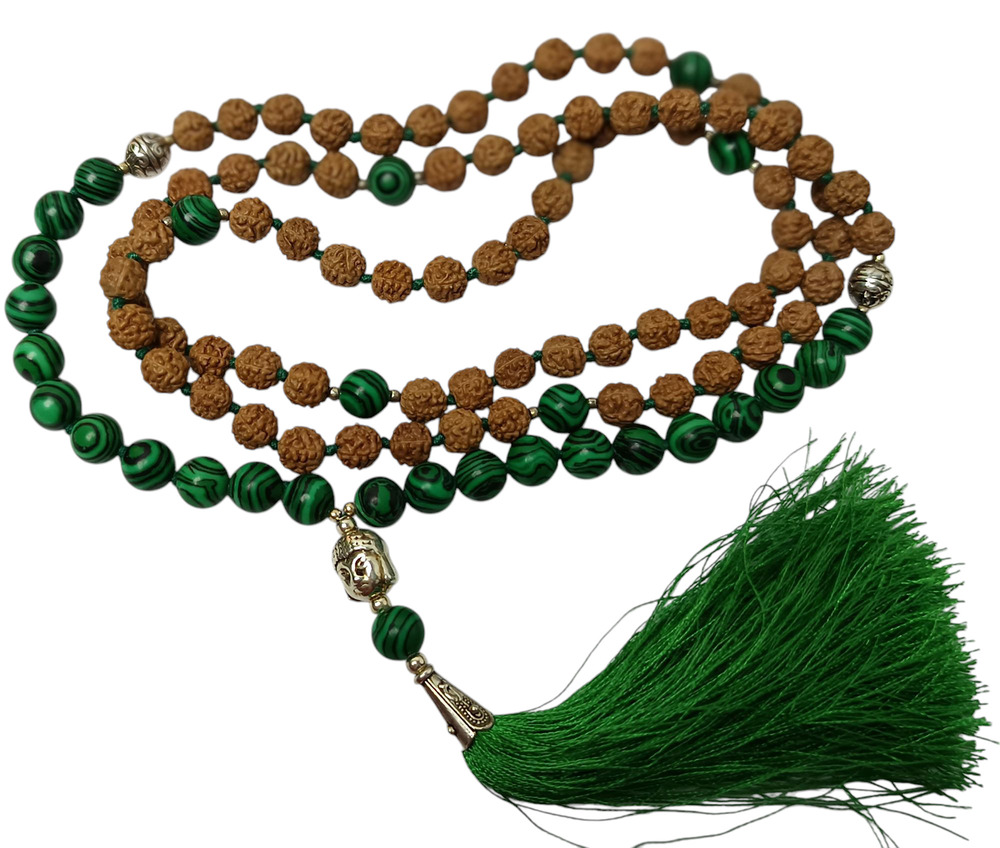 Malachite And Rudraksha Mala