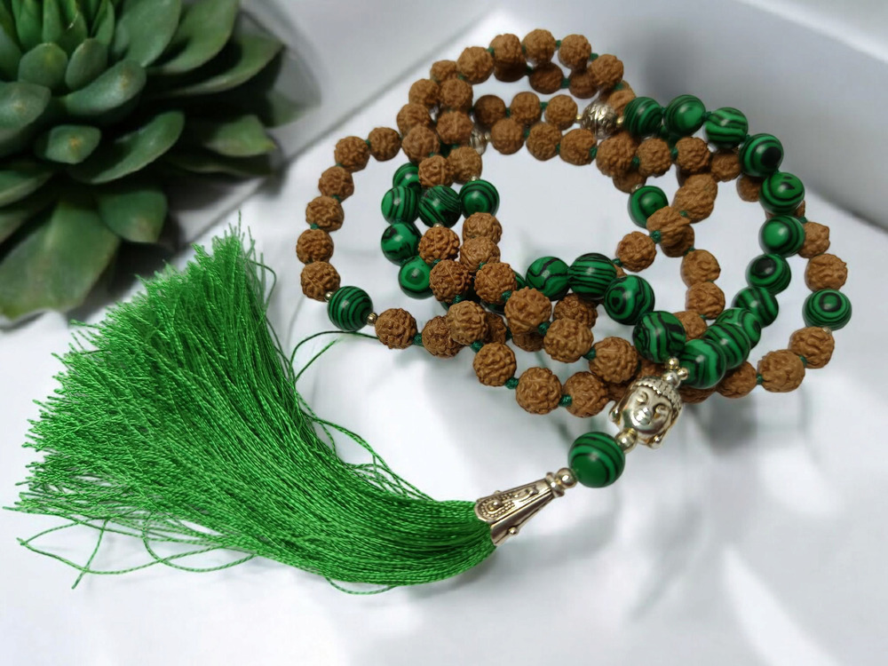 Malachite And Rudraksha Mala