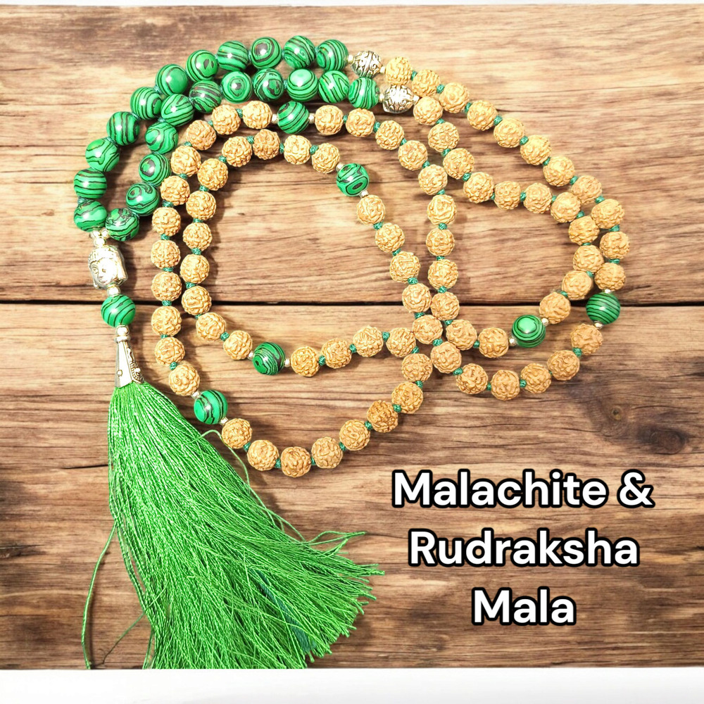 Malachite And Rudraksha Mala