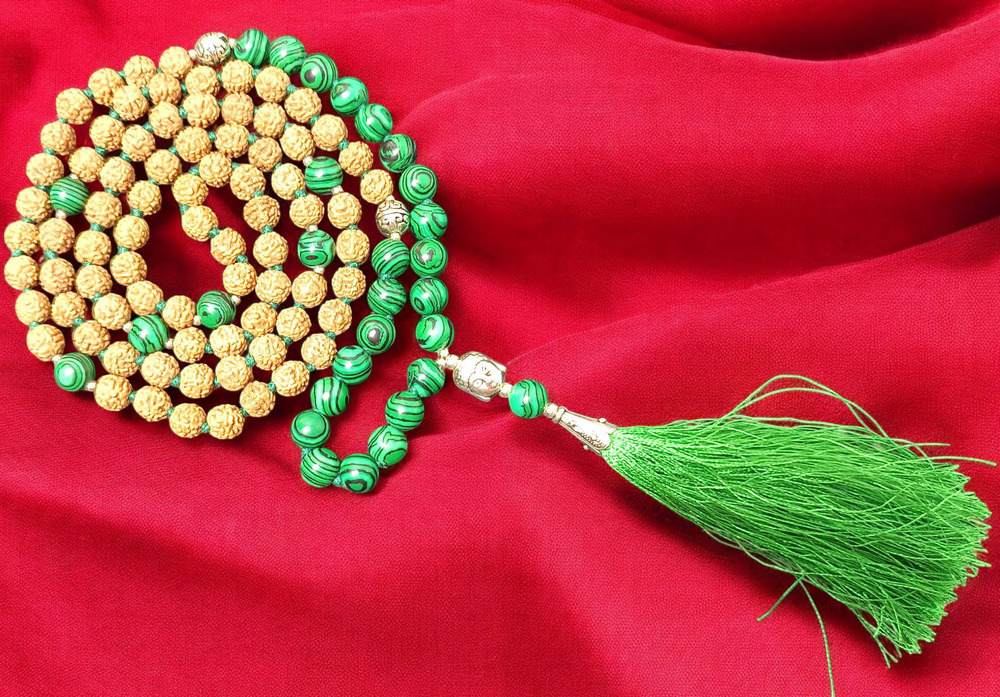 Malachite And Rudraksha Mala