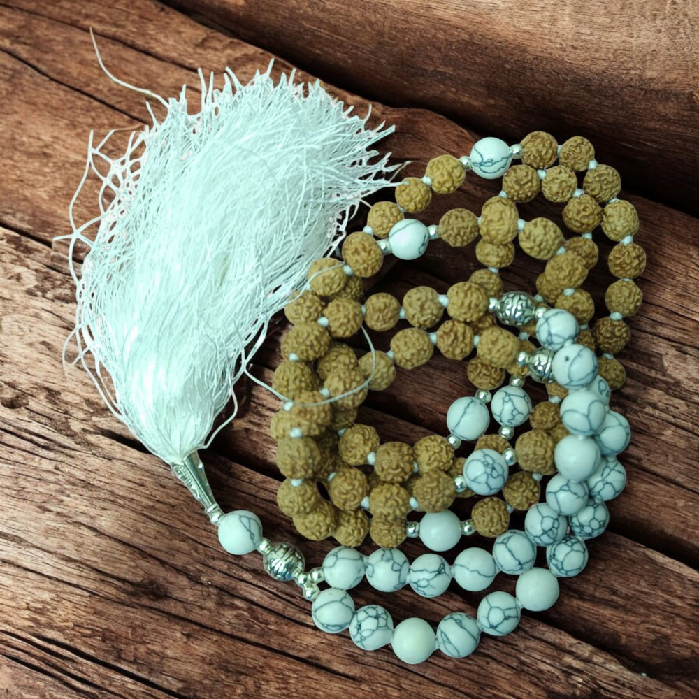 Howlite ANd Rudraksha Mala