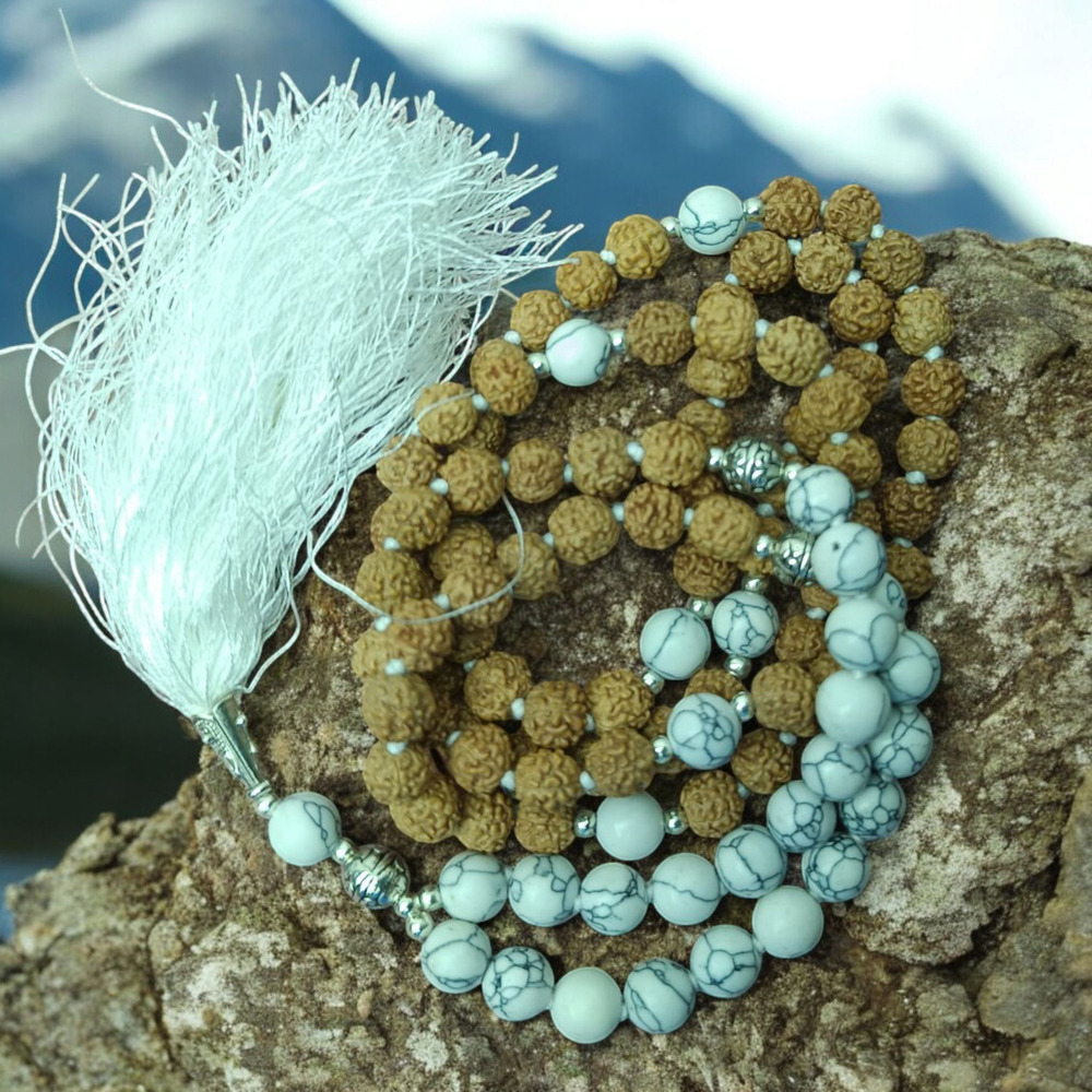 Howlite ANd Rudraksha Mala