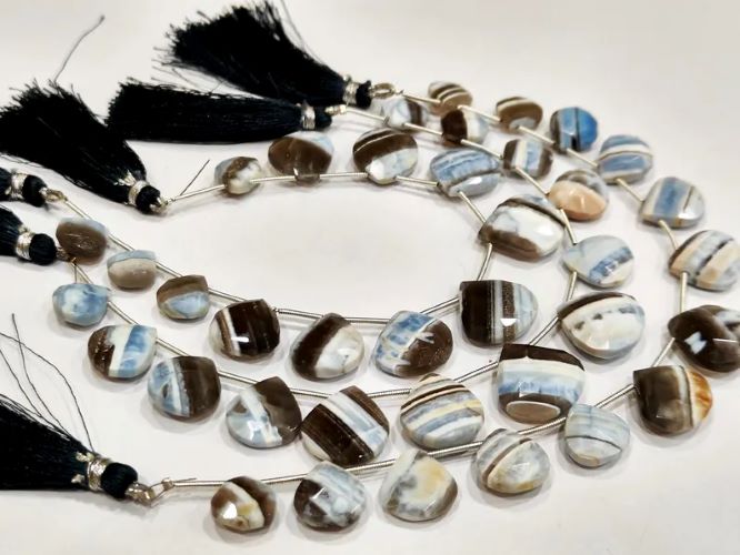 Natural Boulder Opal Briolette heart shape 12-14mm Beads Sold Per strand 8 inches Long 