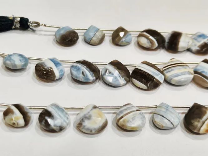 Natural Boulder Opal Briolette heart shape 12-14mm Beads Sold Per strand 8 inches Long 