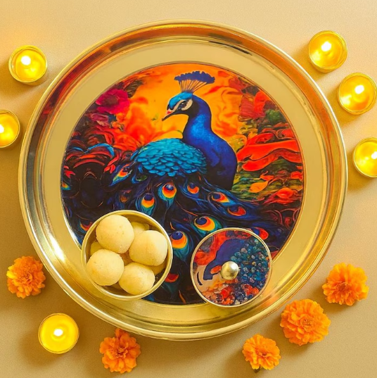 Metal Round Pichwai Plate