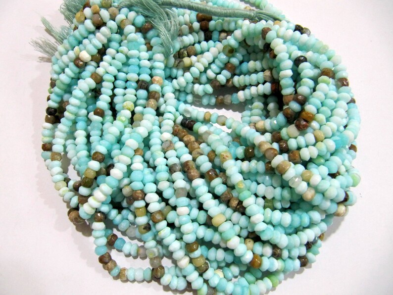 Natural Peruvian Opal Rondelle faceted Beads 3 to 6mm best Quality Beads Strand 8 inches Long 