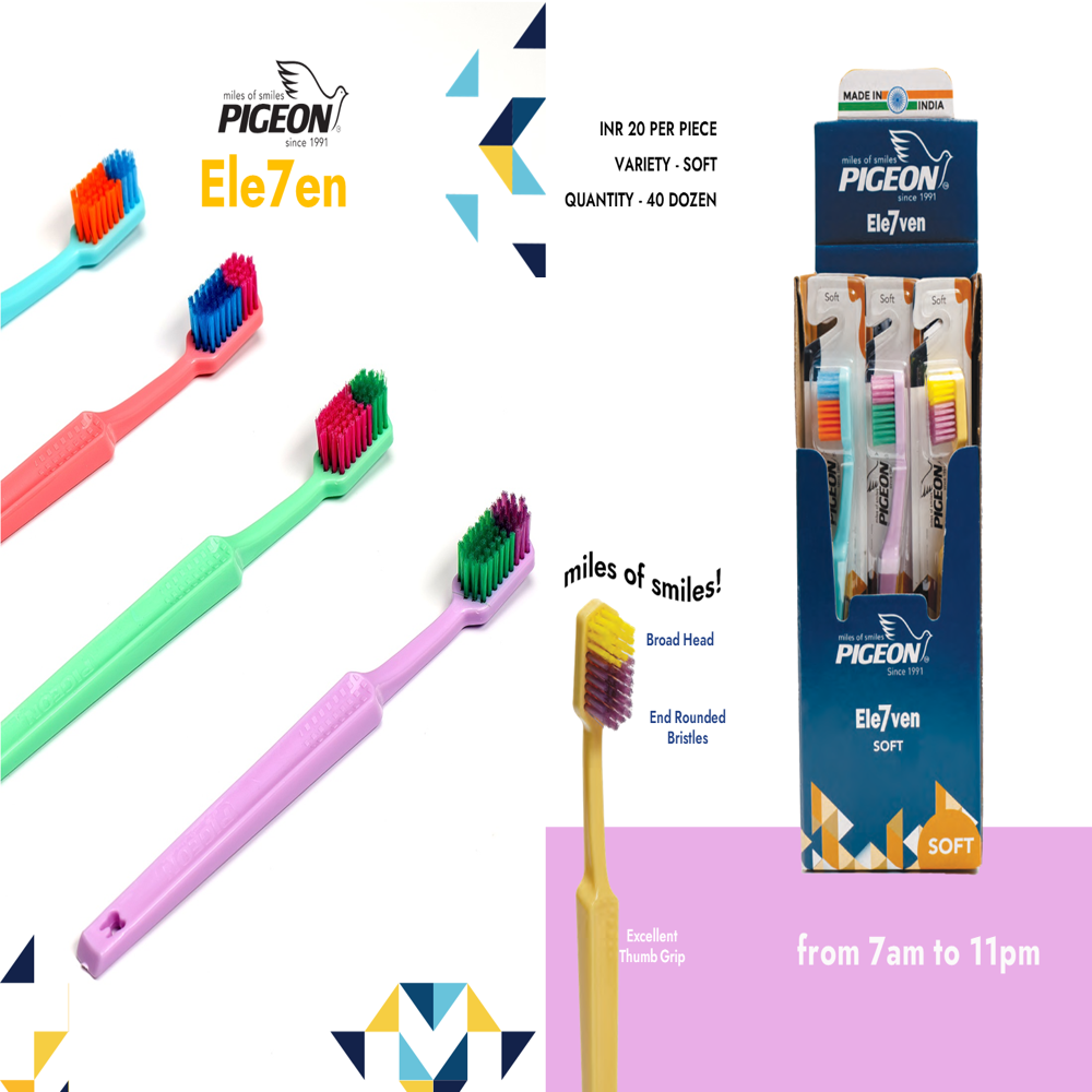 Pigeon Ele7En Soft - Bristle Color: Multi