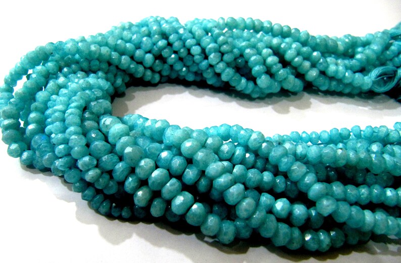 Natural Blue Opal 4-5mm Rondelle Faceted Gemstone Beads Strand 13 inches long