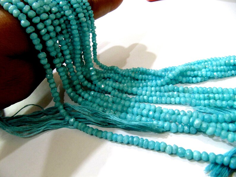 Natural Blue Opal 4-5mm Rondelle Faceted Gemstone Beads Strand 13 inches long