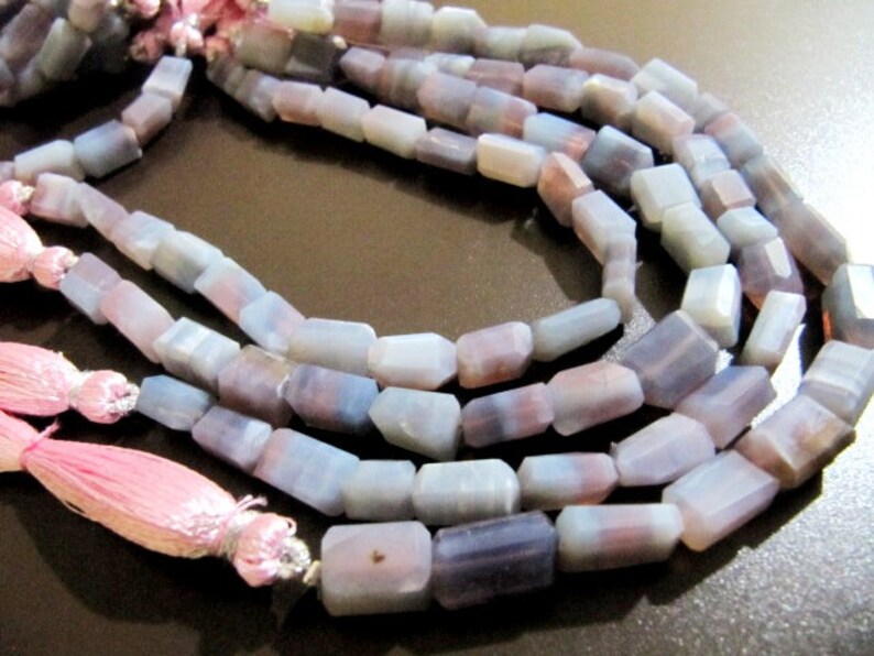 Natural Lavender Blue Opal Nugget Tumbled 9-10mm Beads Strand 8 inch Long