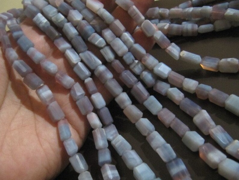 Natural Lavender Blue Opal Nugget Tumbled 9-10mm Beads Strand 8 inch Long