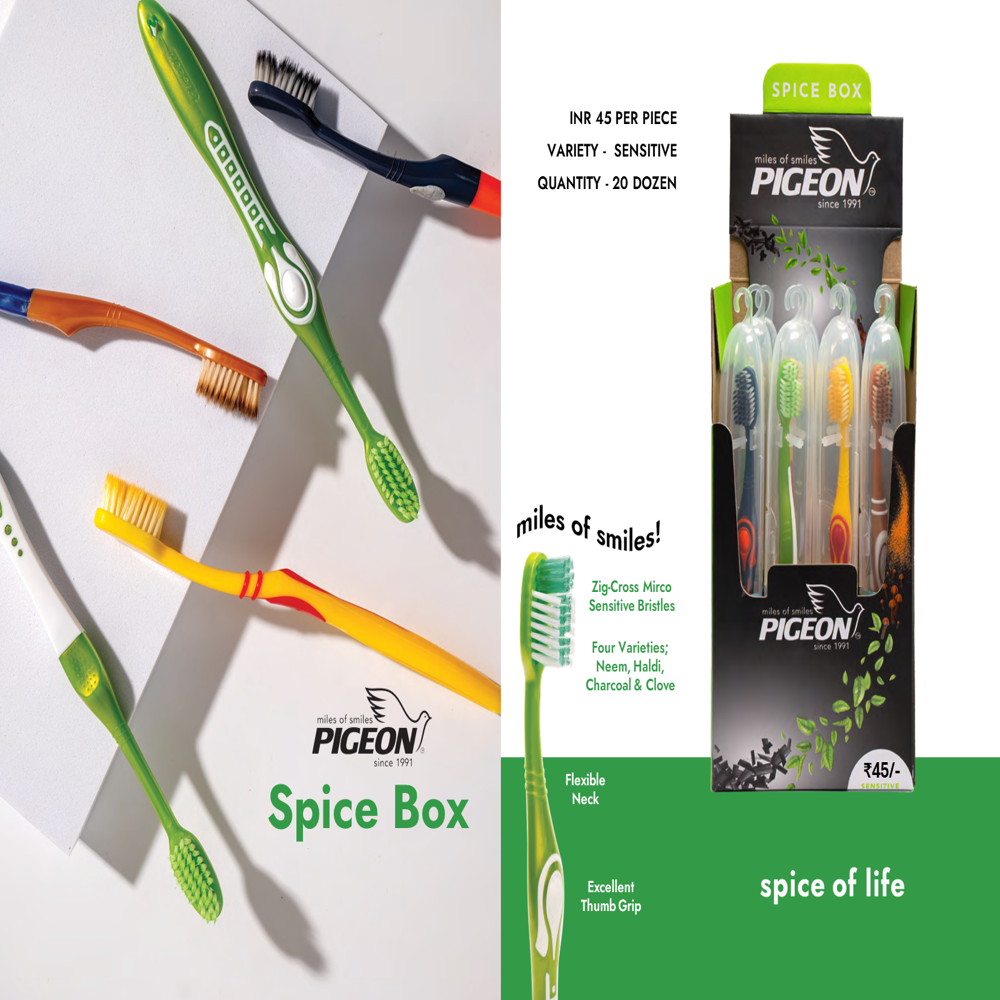 Pigeon Spice Box In Hygenic Case - Bristle Color: Multi