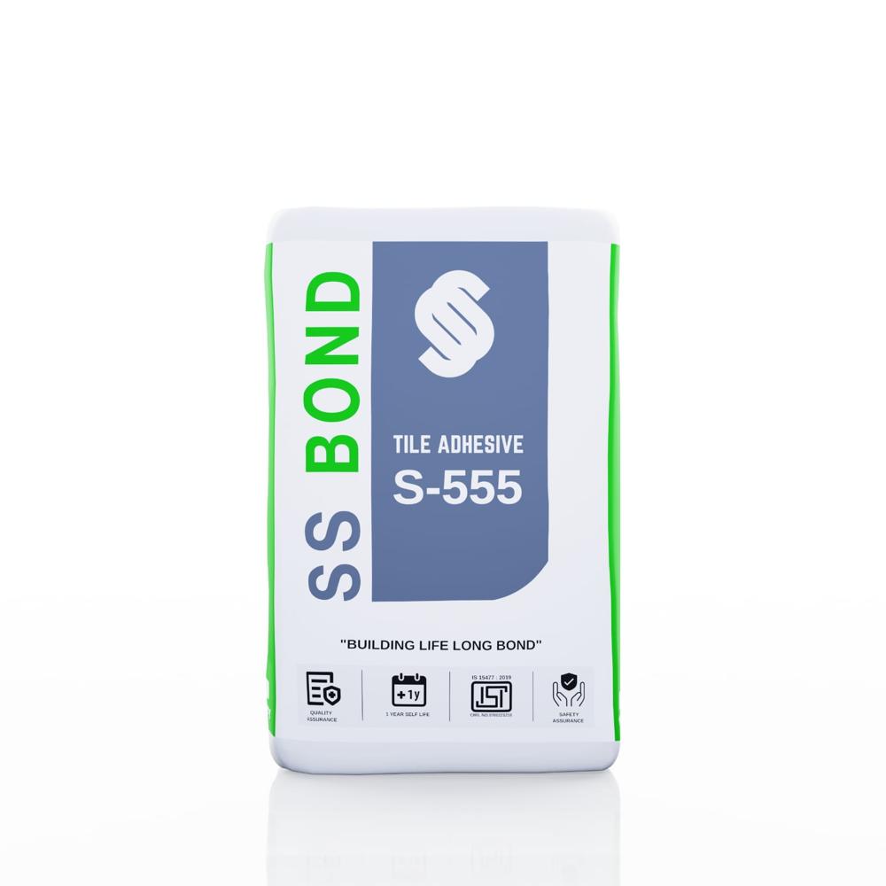 S-555 Adhesive - Application: Strong Bonding Strength Provides Excellent Grip To Hold Tiles Firmly On Floors And Walls. Easy To Apply Simple Mixing With Water And Smooth Spreading With A Trowel. Water Resistant Suitable For Bathrooms