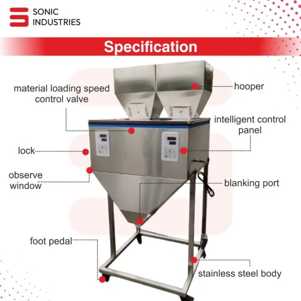 2 head 10 to 1000 grams granule filling machine