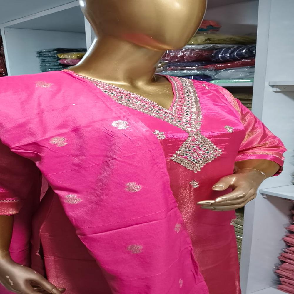 TISSU CHANDERI DUPATTA HAND WORK 3 PIECE