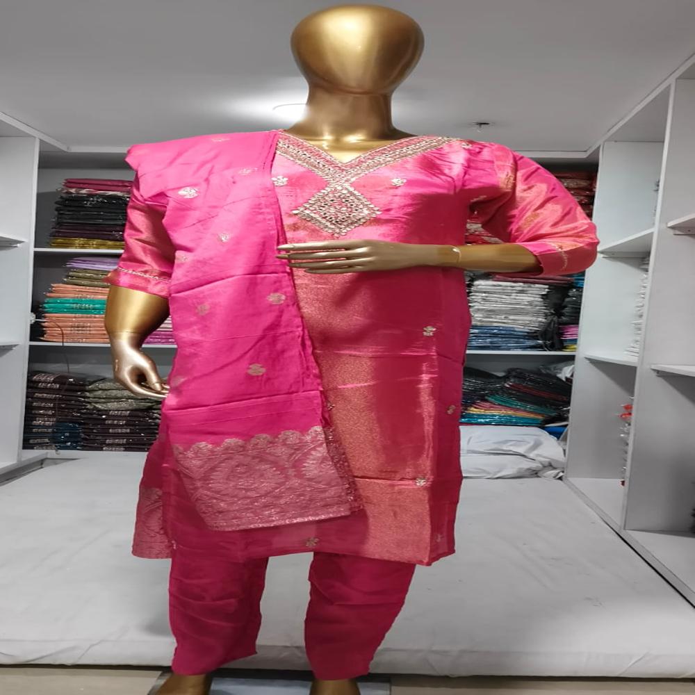 TISSU CHANDERI DUPATTA HAND WORK 3 PIECE