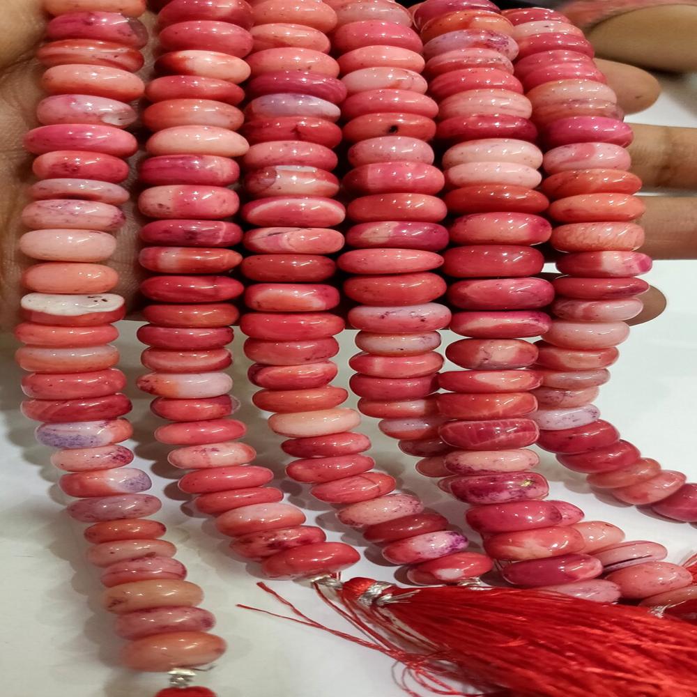 Natural Pink Opal Rondelle Plain Smooth Beads 8 to 15mm best Quality Beads Strand 8 inches Long