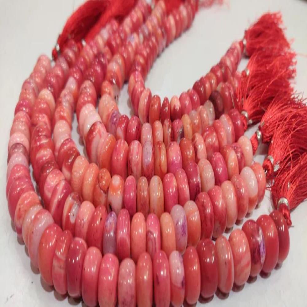 Natural Pink Opal Rondelle Plain Smooth Beads 8 to 15mm best Quality Beads Strand 8 inches Long