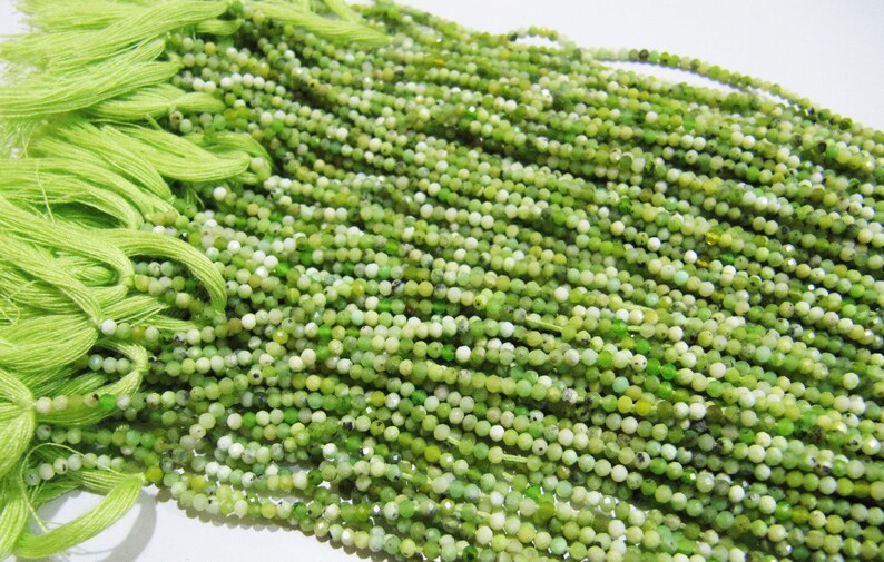 Natural Green Opal Gemstone Rondelle Faceted Beads Size 2mm Natural Green Color Beads Strands 13 Inches Long