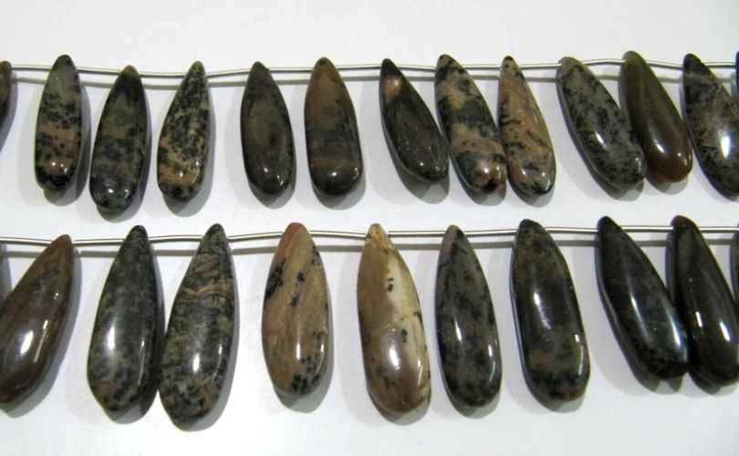 Natural Brown Dendritic Opal Pear Shape Plain Smooth Briolette beads 9x30mm To 10x35mm Strand 8 Inches long