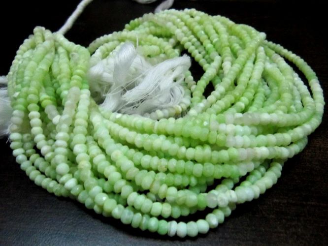 Natural Green Opal Gemstone Rondelle Faceted Beads Size Approx 4-5mm Green Color Beads Strands 13 Inches Long