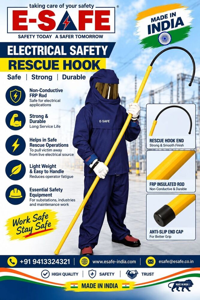Electrical Safety Rescue Hook - Color: Yellow Pole