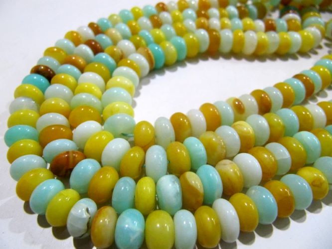 Natural Multi Color opal Rondelle Plain Smooth Beads 8 to 9mm Beads Strand 8 inches Long