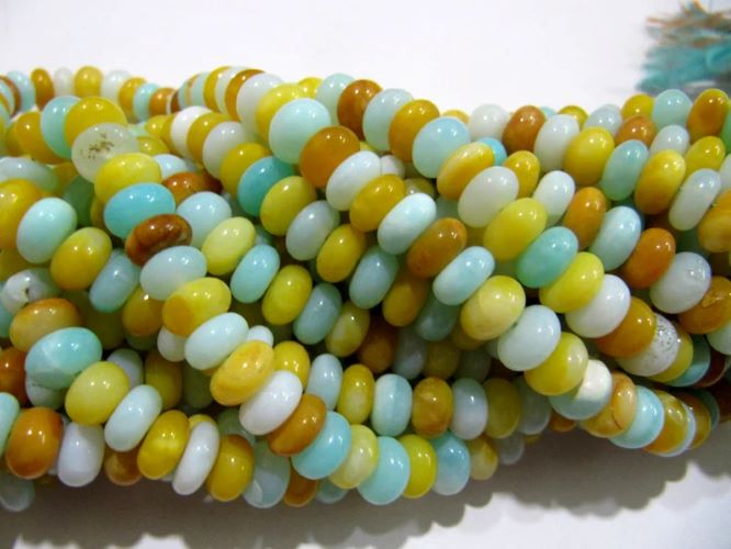 Natural Multi Color opal Rondelle Plain Smooth Beads 8 to 9mm Beads Strand 8 inches Long