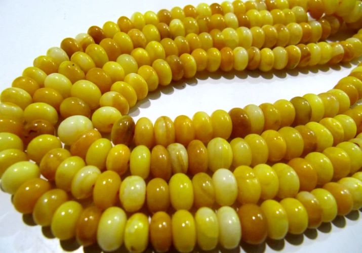 Natural Yellow opal Rondelle Plain Smooth Beads 7 to 8mm Strand 8 inches Long