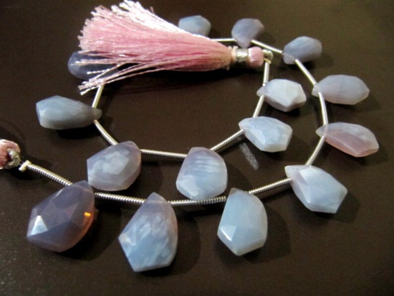 Natural Lavender Blue Opal Mango Shape Faceted 10X15mm Beads Strand 8 inch Long