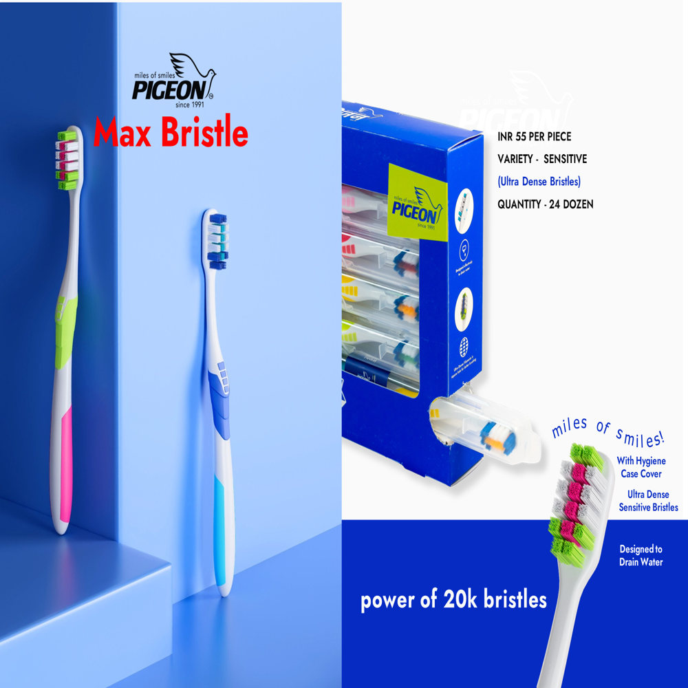 Pigeon 20x Max Bristle In Hygenic Case - Bristle Color: Multi