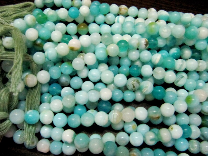 Natural Peruvian Opal Plain Smooth Round Shape Beads 5-6mm Strand 13 inches Long