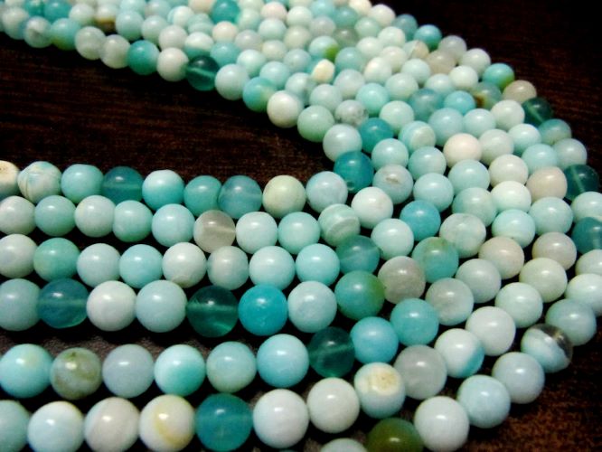 Natural Peruvian Opal Plain Smooth Round Shape Beads 5-6mm Strand 13 inches Long
