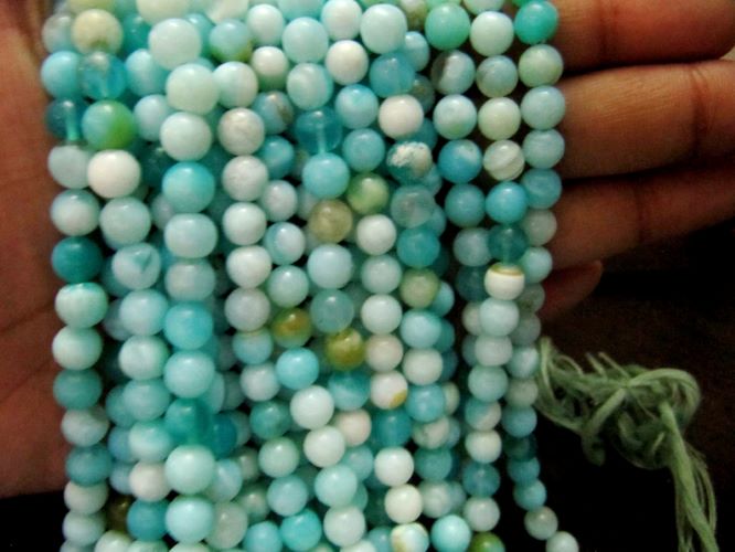 Natural Peruvian Opal Plain Smooth Round Shape Beads 5-6mm Strand 13 inches Long