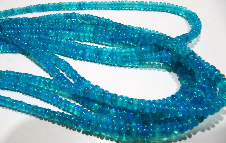 Natural Ethiopian Opal Rondelle Plain Smooth 3 to 5mm  Strand 8 inches Long