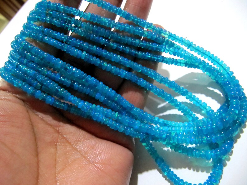 Natural Ethiopian Opal Rondelle Plain Smooth 3 to 5mm Strand 8 inches Long