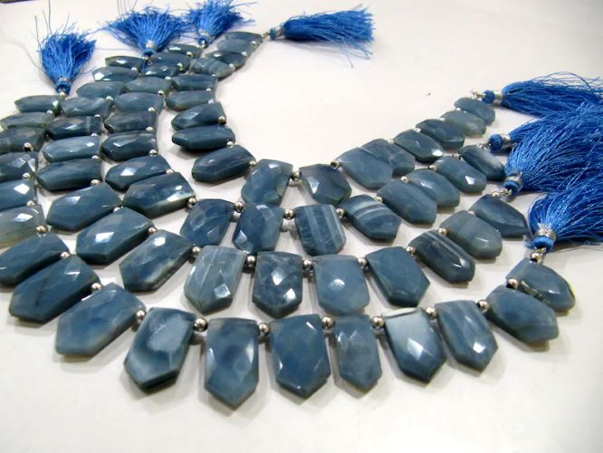 Natural Blue Opal Pencil Arrow Shape 12x18mm Beads Sold Per Strand 10 Inches Long