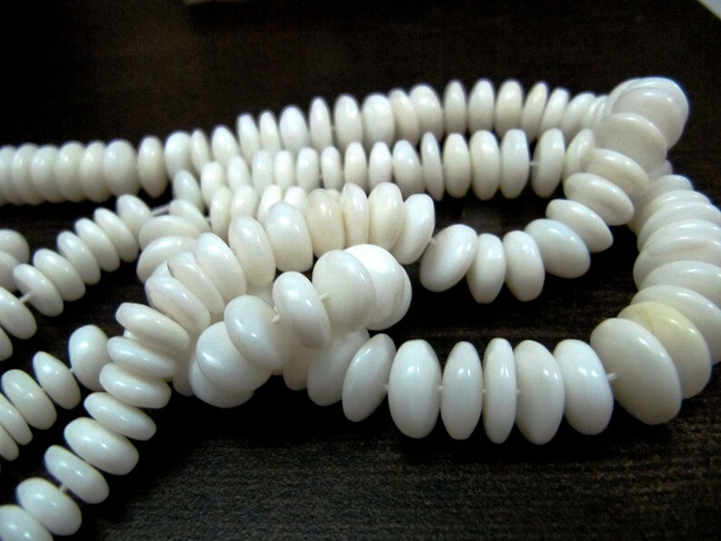 Natural White Opal Smooth Rondelle 6-12mm Size Beads  White Opal German Cut  , Length 8 inches
