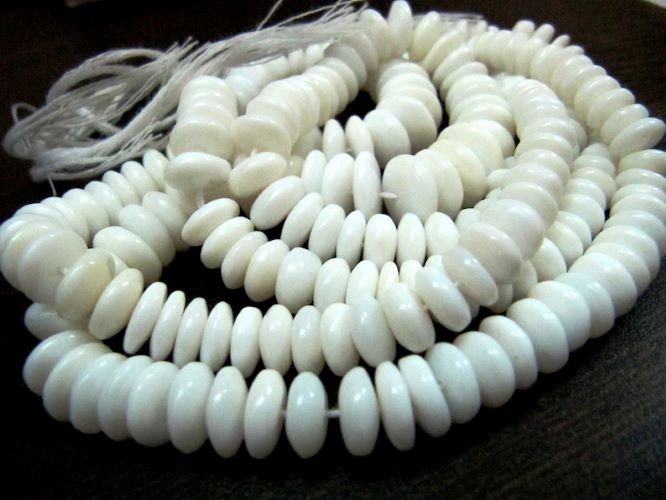 Natural White Opal Smooth Rondelle 6-12mm Size Beads  White Opal German Cut  , Length 8 inches