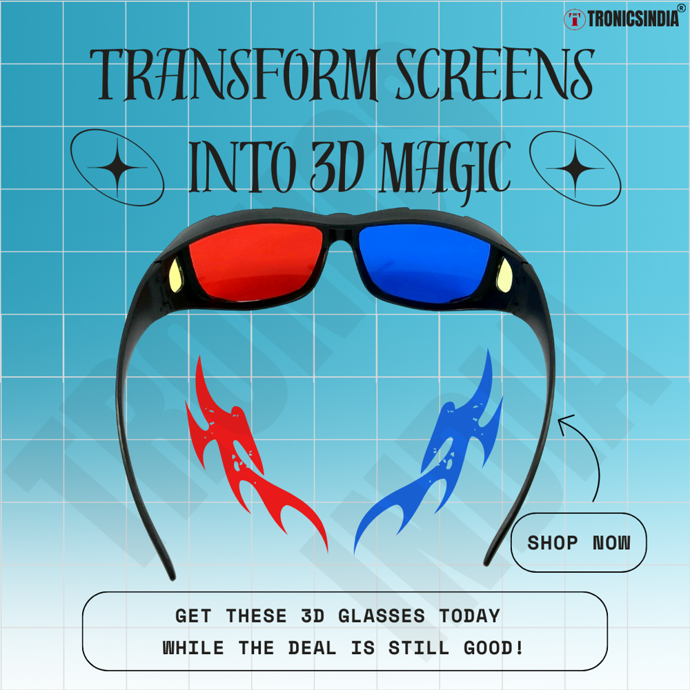 Red Cyan 3d Glasses|Big Size|Plastic Frame|Watch Red Cyan 3D Photos, Videos & Movies RC01-1 (with 1 no. 3D Book)