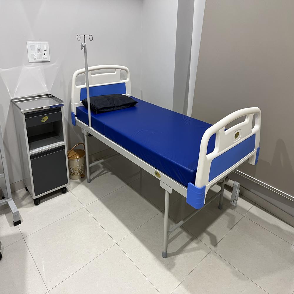 Semi Fowler Bed - Mild Steel Frame, 3x6 Feet | High-density Foam Mattress, Sleek White Color, Easy Installation