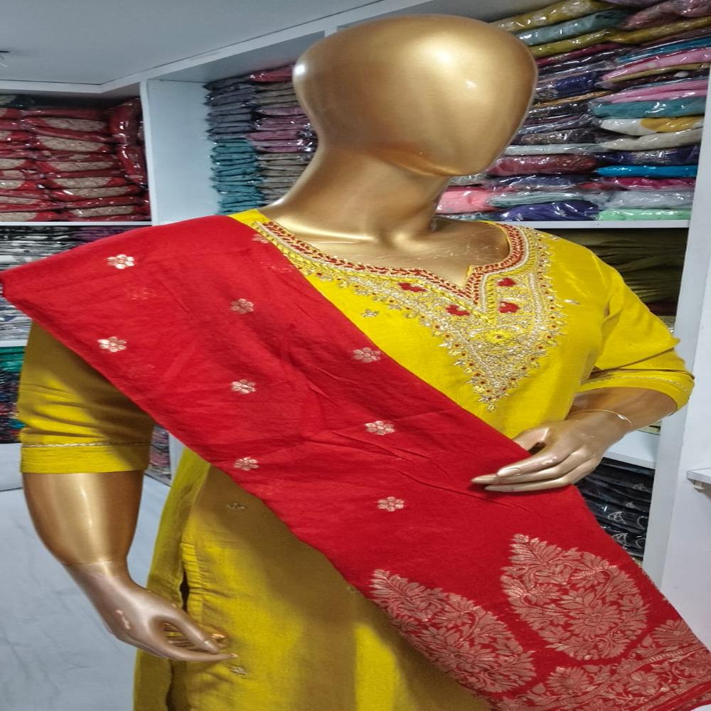 Vichitra Silk Hand Work - Bust Size: 38