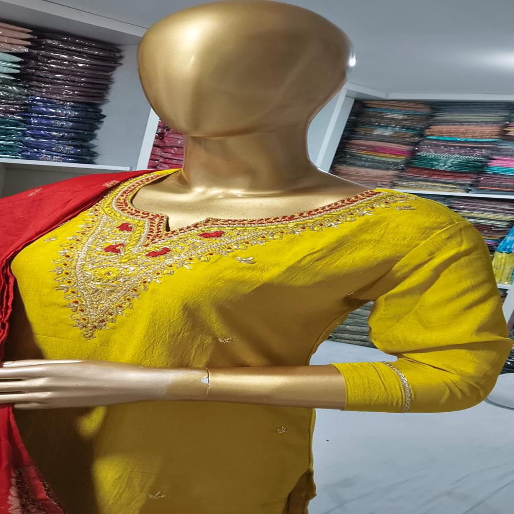 Vichitra Silk Hand Work - Bust Size: 38