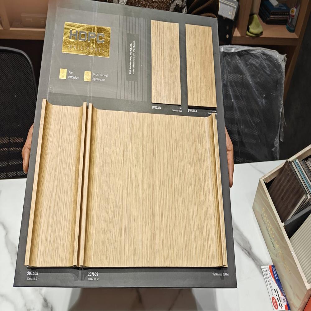 Hdpc Wall Panels With Bamboo Charcoal Finish | Stylish Interior Wall Cladding - Color: Wooden