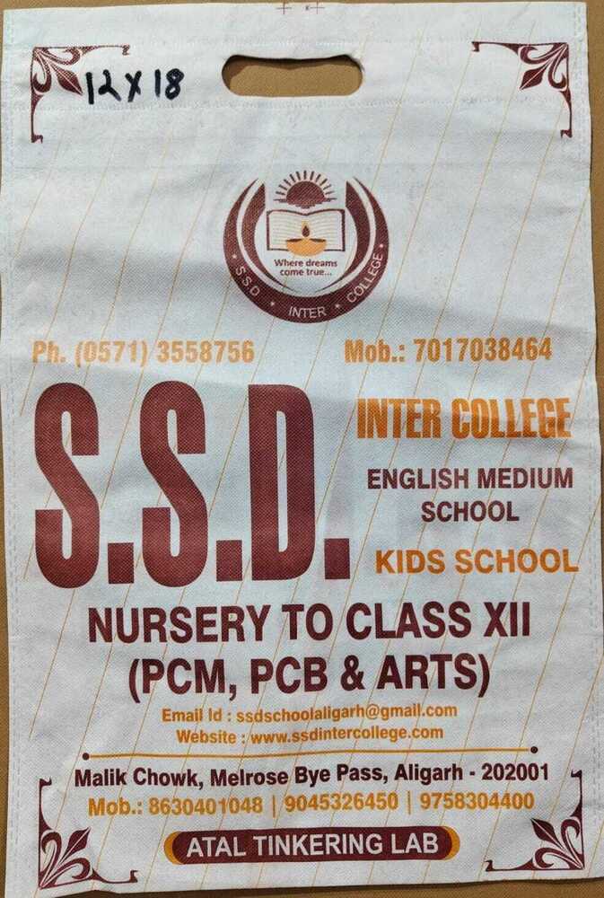 D cut printed size 12 x18 Non Woven Bag