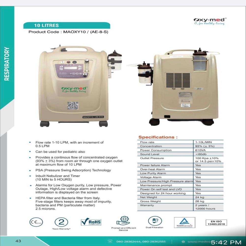 5 Ltr Oxygen Concentrator - Color: White