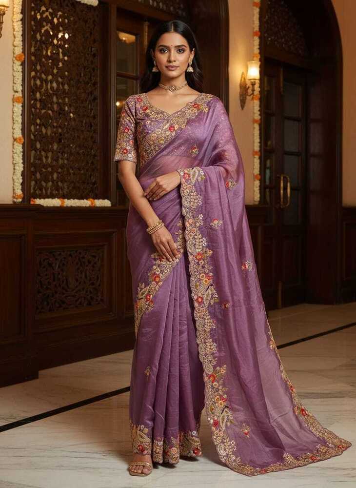Hand embroidery Saree