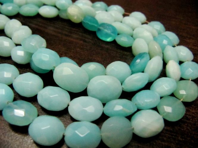Natural Peruvian Opal oval Briolette faceted Beads 8x10mm Beads Strand 8 inches Long